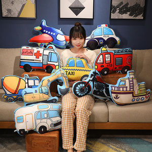 卡通仿真印花交通工具系列抱枕汽车轮船儿童早教趣味抱枕坐垫靠枕