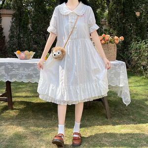 女大童白色连衣裙女孩夏季12-15岁初中学生13夏装洋气蕾丝公主裙
