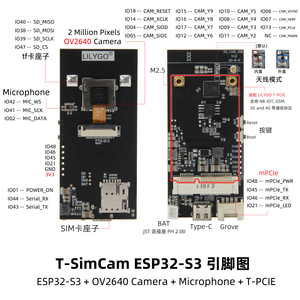 LILY GOT-SIMCAM ESP32-S3 CAM开发板 WiFi蓝牙5.0无线模块OV2640