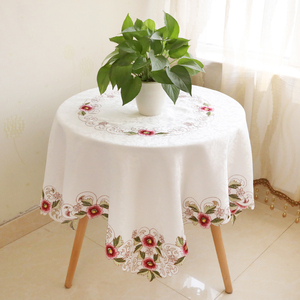 欧式小圆桌桌布布艺圆形正方形台布蕾丝田园餐桌布简约现代家用
