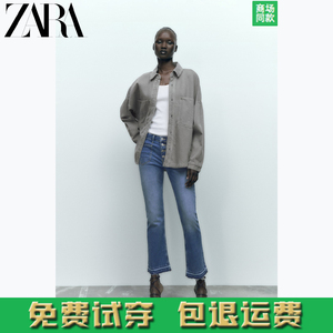 ZARA KISS 秋新款 女装 灰色百搭口袋饰牛仔衬衫外套 4877241 802