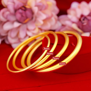 纯铜手镯实心古法传承黄铜镀金保色民族风国风房黄金时尚素圈手环