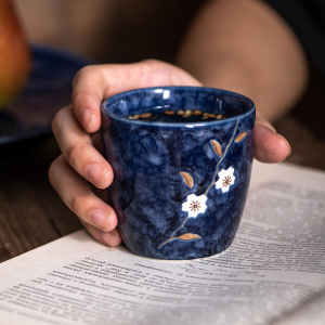 日式樱花餐厅茶杯杯具水杯杯子日用杯冷水杯陶瓷杯家用餐具清酒杯