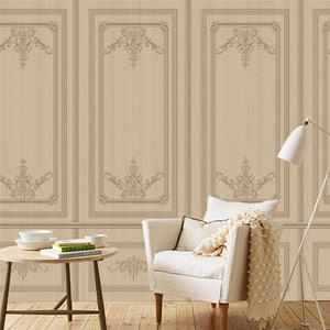 原木法式奶油风装修壁纸2024新款仿真木纹色墙布复古欧式花纹墙纸