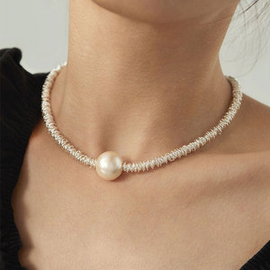 巴黎【设计师】doro高级小众碎银子棉花珍珠项链女时尚气质锁骨链