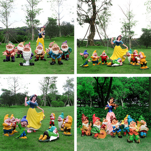 户外卡通人物雕塑玻璃钢白雪公主七个小矮人摆件幼儿园花园工艺品