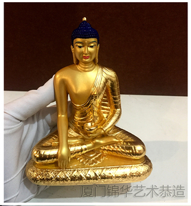 锦华艺术佛像藏传菩提迦耶铜贴金泥金彩绘释迦摩尼等身像25岁随身
