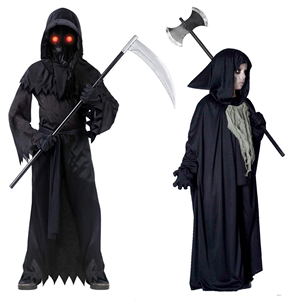 万圣节儿童演出服装Cosplay表演衣服儿童死神恶魔吸血鬼黑色大袍
