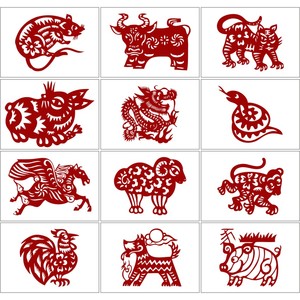 十二生肖E款纯手工剪纸底稿图案动物刻纸图样中国风打印黑白底稿