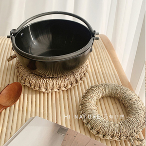 手工编织餐垫天然海草玉米皮草编圆形隔热垫加厚锅垫碗垫餐厅杯垫