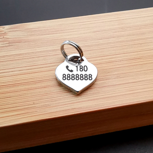 不锈钢304防丢牌电话手机号码定制名字刻字DIY手工钥匙扣爱心挂件