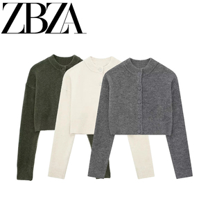 ZAR 冬季新款 女装 欧美风法式休闲纯色短款针织外套 5536126 506