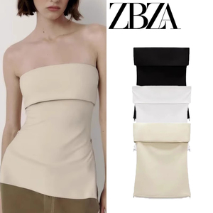 ZAR 2024新款 女装 欧美风针织抹胸上衣休闲百搭拉链背心 2248332
