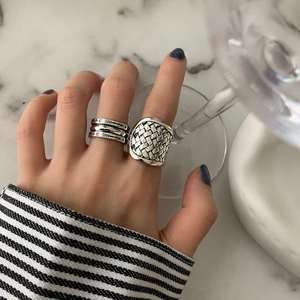Simple fish scale retro 925 sterling silver ring arrow star