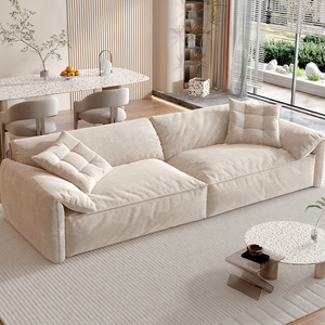 意式轻奢拼色沙发大象耳朵奶油风科技布艺沙发现代简约小户型客厅