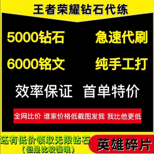 王者送荣耀钻石代刷代练王者钻石礼包成就打砖石抽韩信夏洛特夺宝