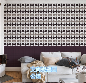 北欧风几何墙纸卧室餐厅壁纸墙布简约现代客厅电视背景墙定制壁布