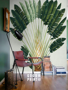 艾尚妮热带植物壁纸北欧风格客厅墙纸电视沙发背景无缝定制墙布