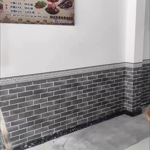 90厘米宽砖纹墙纸自粘餐厅饭店横版墙围贴纸装饰翻新防水10米壁纸