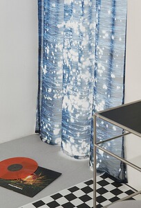 韩国进口ins蓝色海洋雪纺织物窗帘成品窗帘半帘门帘装饰帘遮挡