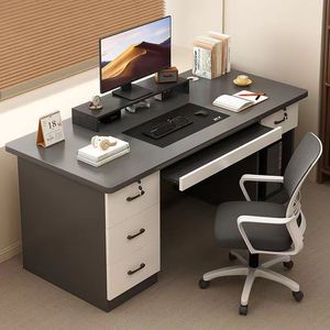 电脑桌台式抽屉书桌家用写字台北欧风简约现代办公桌卧室轻奢桌子