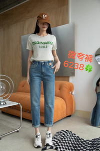 韩国WBL2024夏季新款韩版时尚显瘦柔软弹力九分微夸牛仔女裤6238#