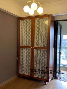 「外婆家的大衣柜」法式复古双门衣柜实木纱帘储物柜美式玻璃衣柜