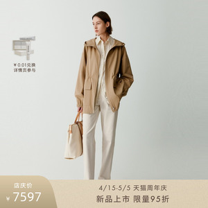 【露珠系列】ICICLE之禾女装2024春夏新款丝羊毛精纺平纹布短风衣