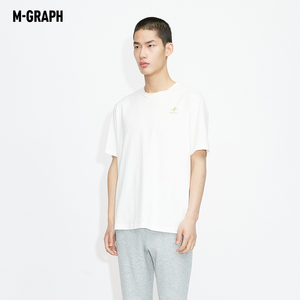 M-GRAPH卓卡夏季新品纯色圆领男士上衣简约百搭潮流白色短袖T恤