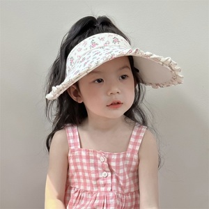儿童晒帽子夏季女孩太阳帽大帽檐无顶户外韩系宝宝遮阳帽防紫外线