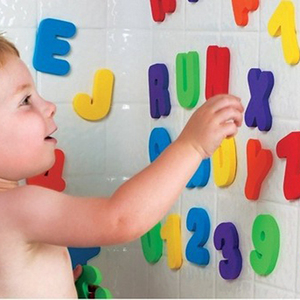 36片儿童宝宝洗澡趣味认知漂浮字母数字泡沫贴贴墙婴儿戏水玩具