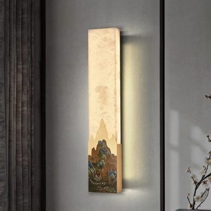 新中式全铜壁灯珐琅彩中国风禅意别墅客厅背景墙走廊过道云石灯具