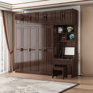 实木衣柜家用卧室带转角梳妆台乌金木新中式全实木大衣橱储物柜