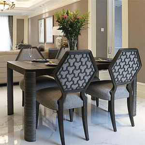 美式复古ART晶粹餐桌法式轻奢全实木雕刻可伸缩长方形餐桌椅组合