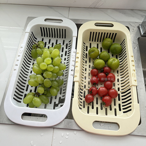 厨房水槽可伸缩沥水收纳篮洗水果洗菜篮子家用镂空滴水碗筷置物架