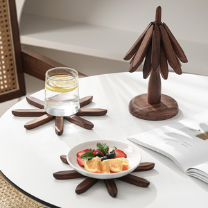一棵树隔热垫黑胡桃实木防烫耐热垫家用圆形创意餐桌菜垫餐垫摆件