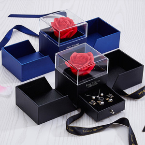 香皂玫瑰花盒创意双开抽屉戒指耳钉项链手链情人节饰品包装礼盒子