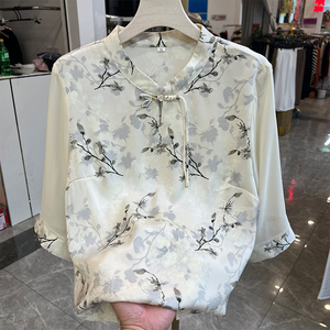 时尚妈妈夏季新中式国风上衣衬衫七分袖T恤中年女人夏装衣服洋气