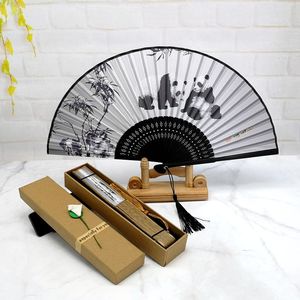 熊猫日式折扇 中国风女式扇子绢扇工艺古风折叠小扇女扇 礼品扇