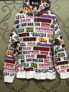 正品 国内现货Supreme Hysteric Glamour Hoodie花色塗鴉帽兒衛衣