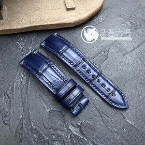 手工定做藏蓝色美洲鳄鱼皮表带适用于劳力士表扣迪通拿帝陀表针扣