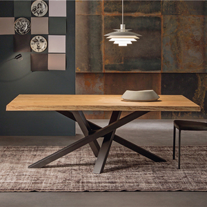 北欧loft风格长方形现代简约餐桌客厅铁艺实木办公桌大气工作桌子