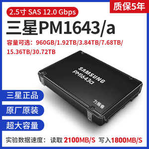Samsung/三星PM1643a 960G 1.92T 3.84T 2.5 SAS 企业SSD固态硬盘