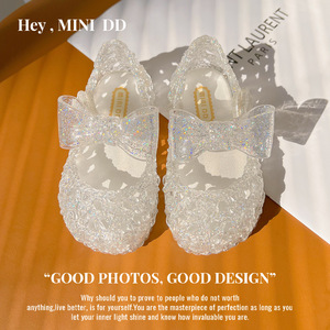 MINIDD2024春夏新款女童公主凉鞋女鸟巢鞋镂空防滑儿童沙滩鞋