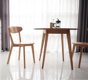 北欧风格白橡木圆桌纯实木客厅餐厅餐桌现代简约家用餐桌会客桌