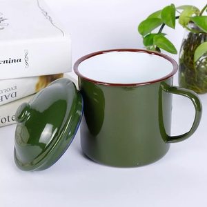 军绿色搪瓷口杯 经典茶缸军训复古铁茶水缸洗漱杯军绿杯搪瓷杯