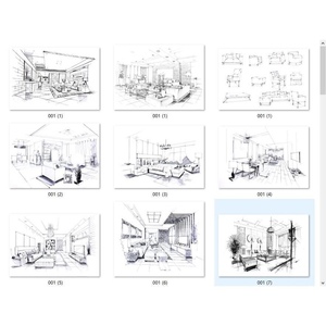 环境艺术室内设计手绘单体效果图临摹高清针管笔线稿206张 电子版