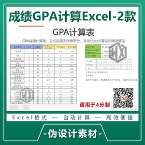 大学生考试成绩学分GPA绩点自动计算明细统计excel表格模板文档