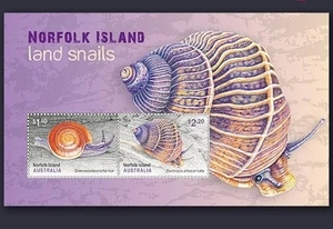 澳大利亚 2021年诺福克岛蜗牛 邮票小全张 领地邮票 外国邮票