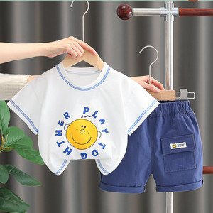 婴儿衣服夏季韩版薄款纯棉短袖T恤套装5六7八9十个月男宝宝夏装潮